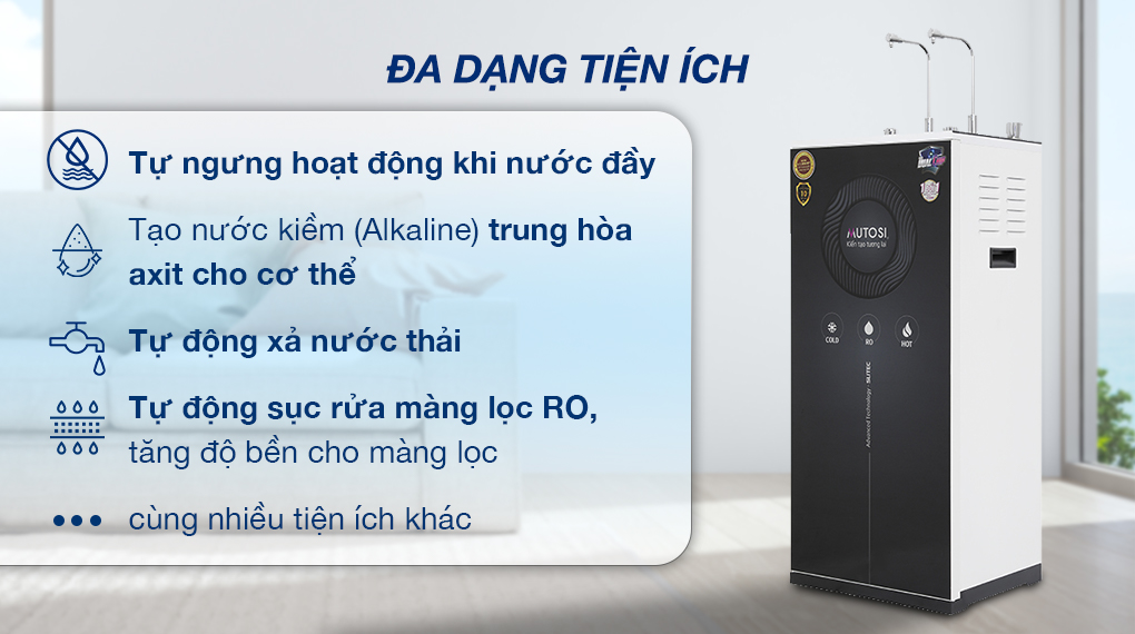 Tiện ích - Máy lọc nước RO nóng lạnh Mutosi MP-E6100MHC 10 lõi