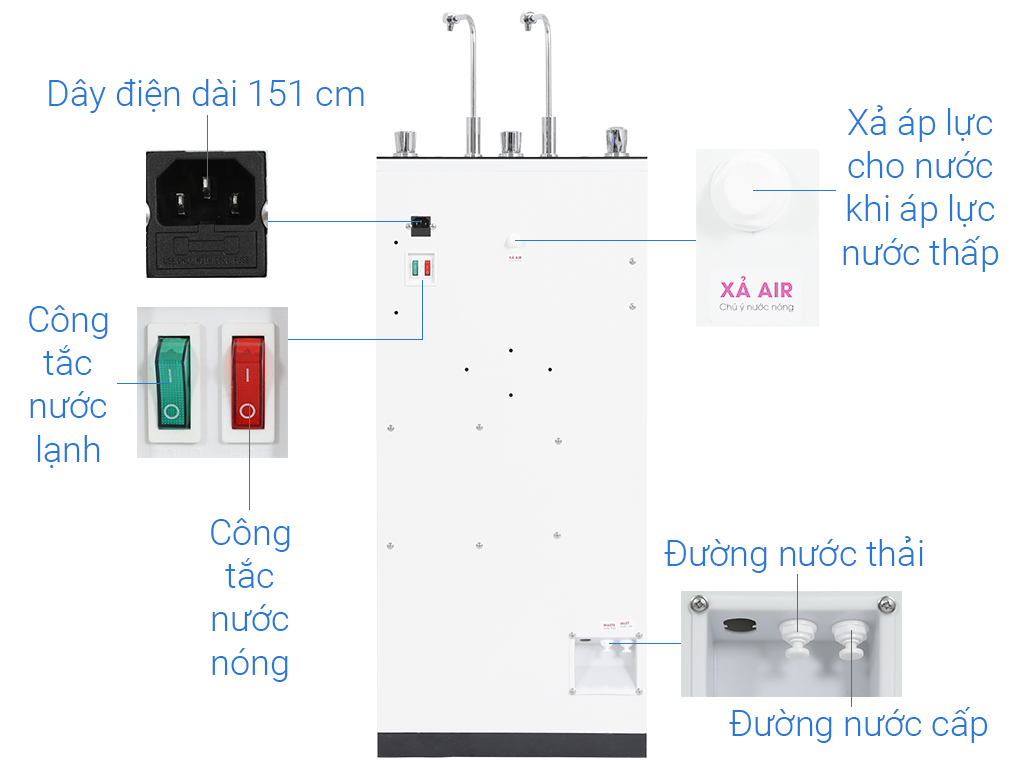 Máy lọc nước RO nóng lạnh Mutosi MP-E6100MHC 10 lõi Màu Đen