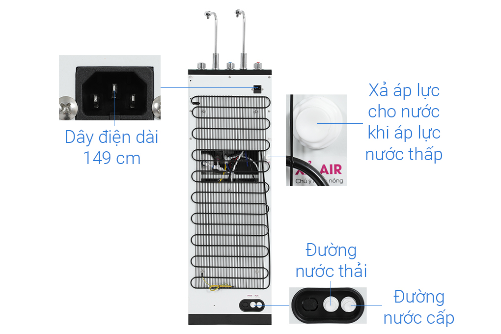 Máy lọc nước RO nóng nguội lạnh Mutosi MP-6100HCE 10 lõi Màu Đen