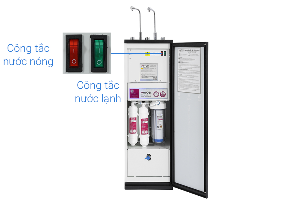 Máy lọc nước RO nóng nguội lạnh Mutosi MP-6100HCE 10 lõi Màu Đen
