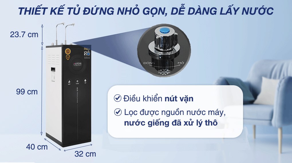 Máy lọc nước RO nóng nguội lạnh Mutosi MP-6100HCE 10 lõi