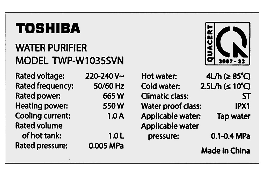 Máy lọc nước RO Toshiba TWP-W1035SVN 7 lõi Màu Đen