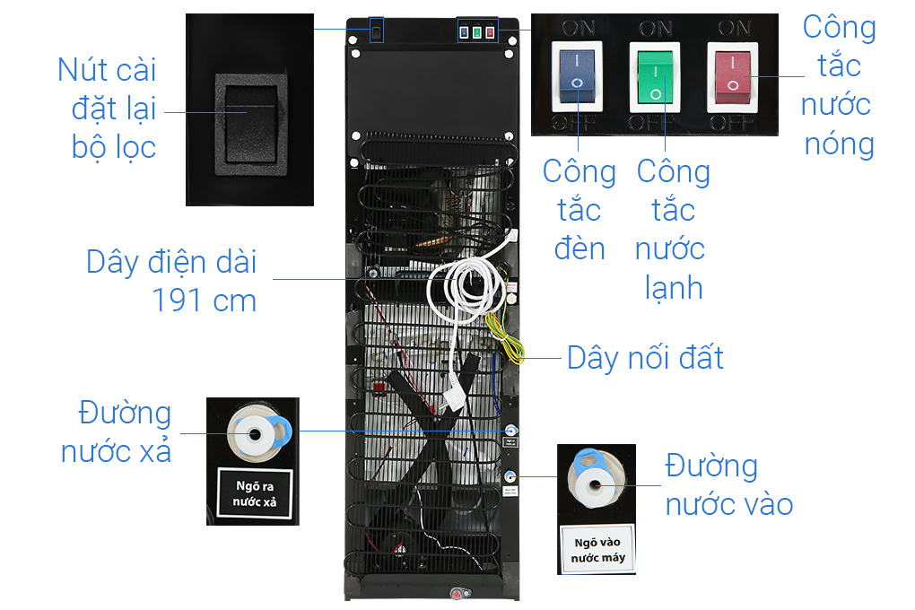 Máy lọc nước RO Toshiba TWP-W1035SVN 7 lõi Màu Đen