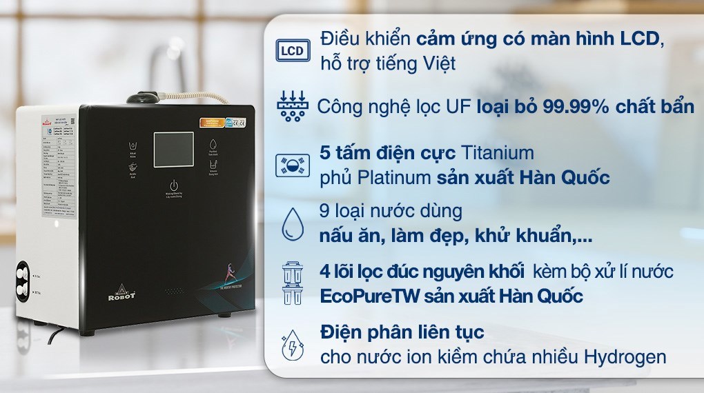 Máy lọc nước điện giải ion kiềm ROBOT IonPrince 59X 5 tấm điện cực