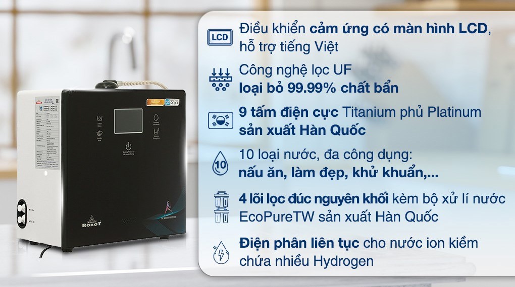 Máy lọc nước điện giải ion kiềm ROBOT IonPrince 910X 9 tấm điện cực