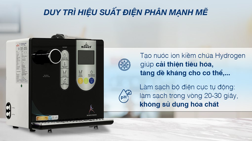Máy lọc nước điện giải ion kiềm nóng nguội ROBOT IonSmart 38X 3 tấm điện cực