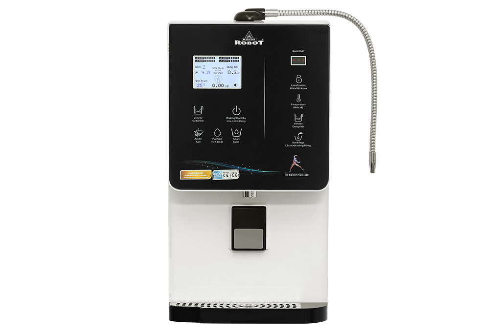 Máy lọc nước điện giải ion kiềm nóng nguội lạnh ROBOT IonQueen 511X 5 tấm điện cực Màu Đen