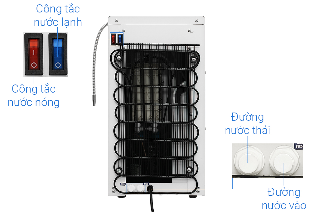 Máy lọc nước điện giải ion kiềm nóng nguội lạnh ROBOT IonQueen 511X 5 tấm điện cực Màu Đen