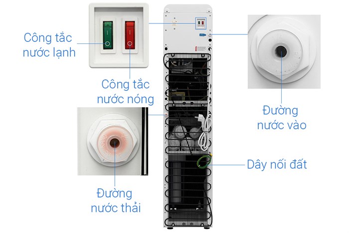 Máy lọc nước điện giải ion kiềm nóng nguội lạnh ROBOT UHC-6711X 4 lõi 7 tấm điện cực Màu Trắng - Đen