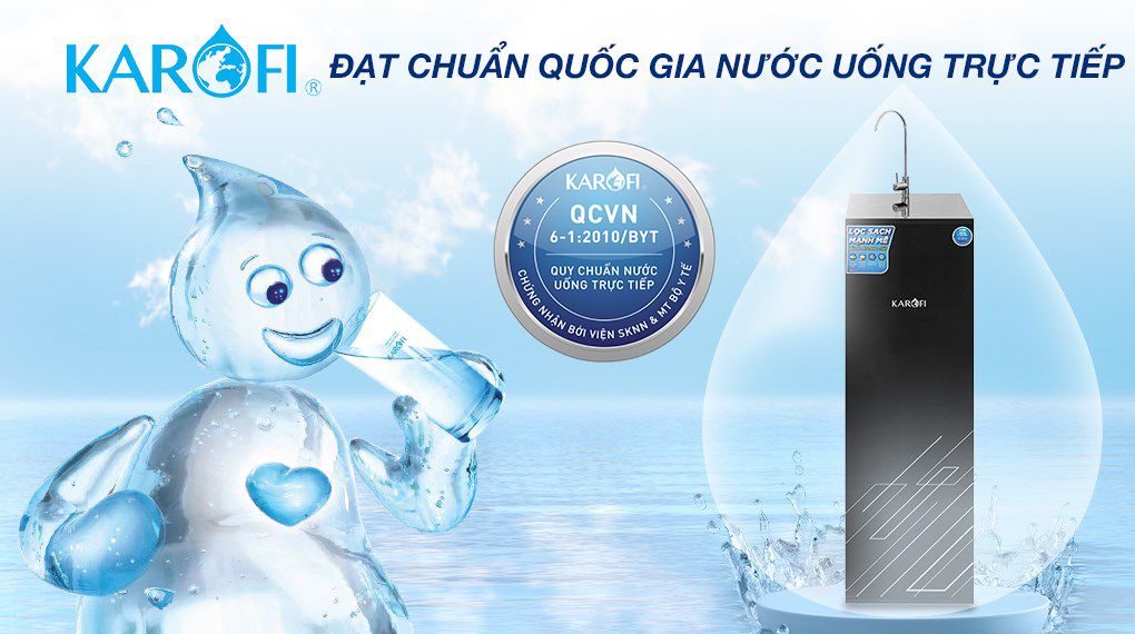 Chuẩn quốc gia nước uống trực tiếp - Máy lọc nước RO Karofi KAQ-X26 10 lõi