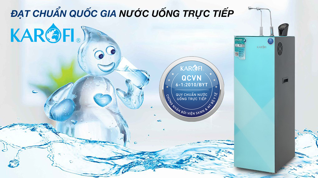 Chuẩn quốc gia nước uống trực tiếp - Máy lọc nước RO nóng lạnh Karofi KAD-N91 10 lõi