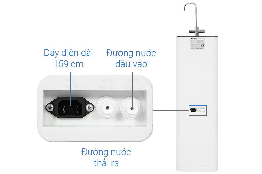 Máy lọc nước RO Hydrogen Kangaroo KG100HD2 8 lõi Màu Trắng