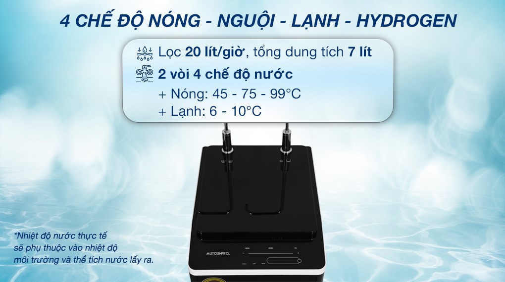 Máy lọc nước RO nóng nguội lạnh Hydrogen Mutosi Pro Plus MP-F081-HC4H5 8 lõi