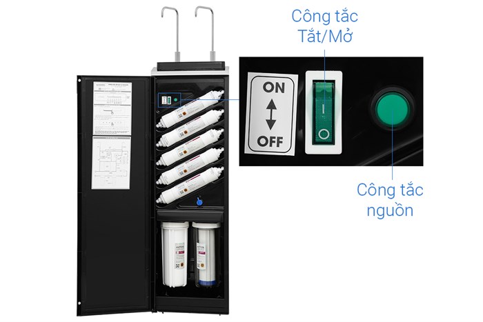 Máy lọc nước RO nóng nguội lạnh Hydrogen Mutosi Pro MP-F081-HC4H3 8 lõi Màu Đen