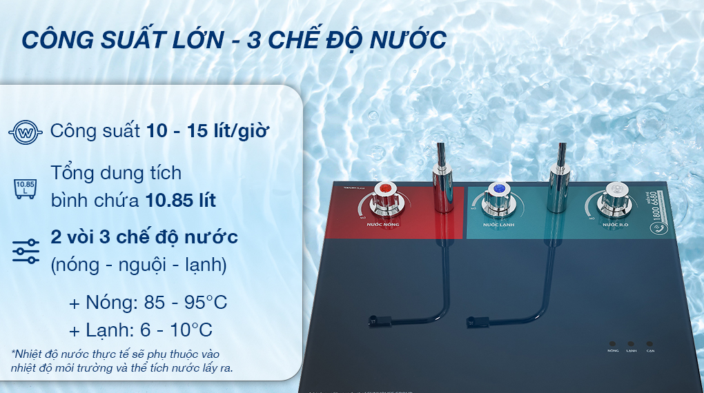 Máy lọc nước RO nóng nguội lạnh Sunhouse SHA76219CK 10 lõi  - Công suất