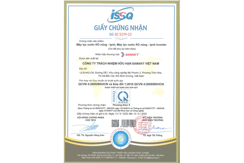 Máy lọc nước RO nóng nguội lạnh Sanaky Inverter VH102HP3 11 lõi Màu Trắng - Đen
