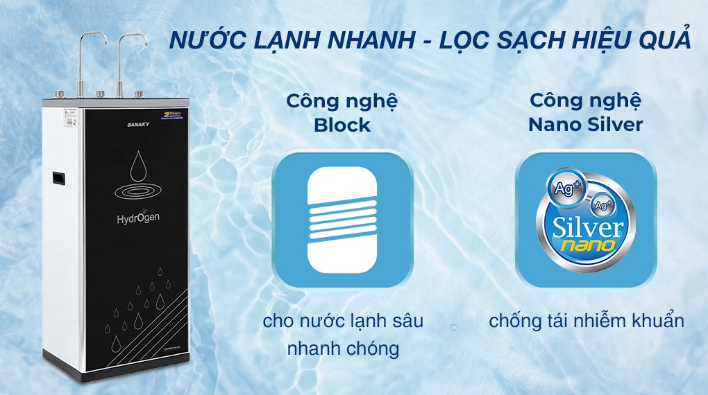 Máy lọc nước RO nóng nguội lạnh Sanaky VH202HY 11 lõi