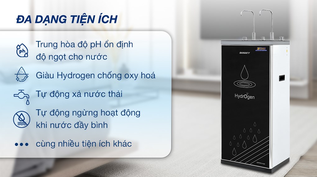 Máy lọc nước RO nóng nguội lạnh Sanaky VH202HY 11 lõi - Tiện ích