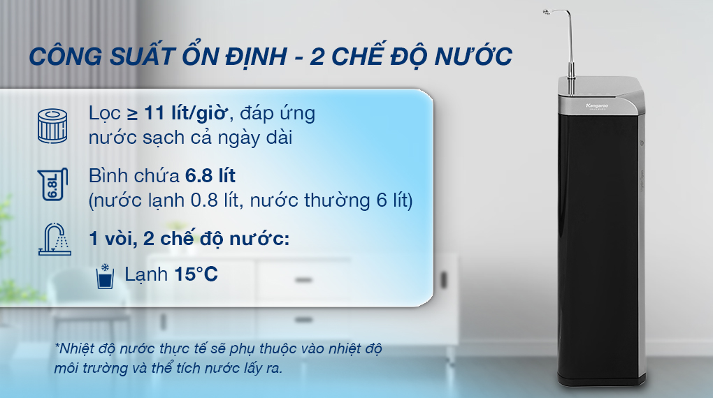 Máy lọc nước RO Hydrogen nguội lạnh Kangaroo Waterfall KG100EW 7 lõi - Công suất