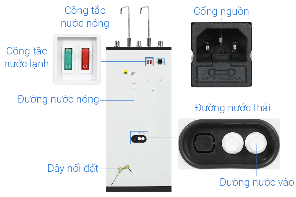 Máy lọc nước RO nóng nguội lạnh Mutosi MP-M1011 10 lõi Màu Đen