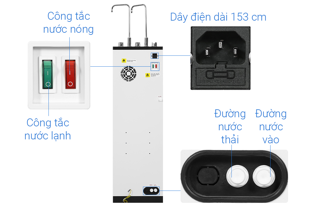 Máy lọc nước RO nóng nguội lạnh Mutosi MP-S1011 10 lõi Màu Đen