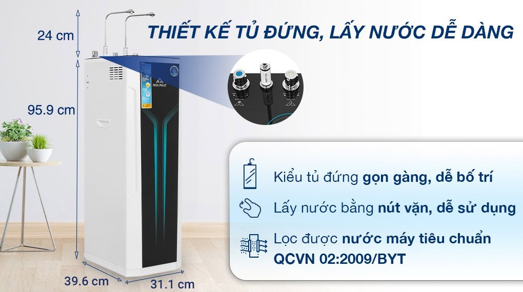 Máy lọc nước RO nóng nguội lạnh Hydrogen Hòa Phát HWBS3A 1021 10 lõi