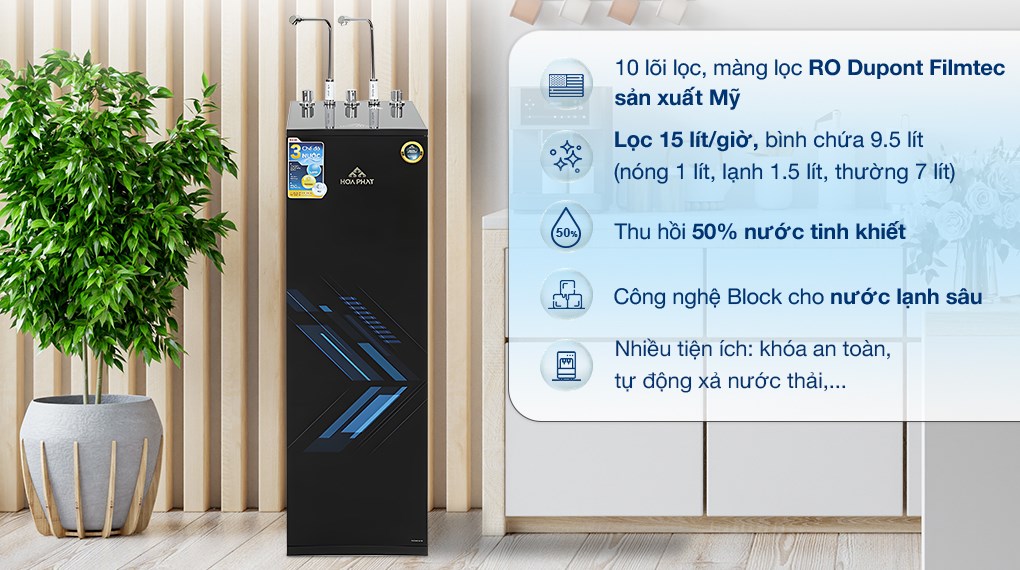 Máy lọc nước RO nóng nguội lạnh Hòa Phát HWBS2B 1021 10 lõi