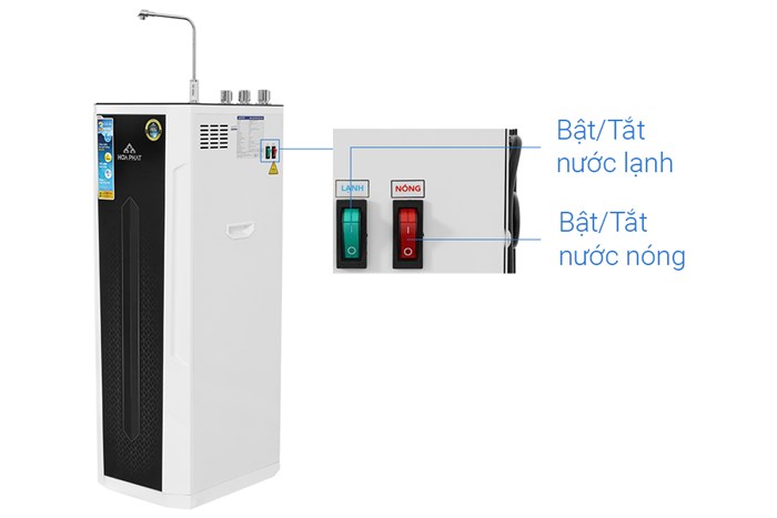 Máy lọc nước RO nóng nguội lạnh Hydrogen Hòa Phát HWBS1A 1021 10 lõi Màu Trắng