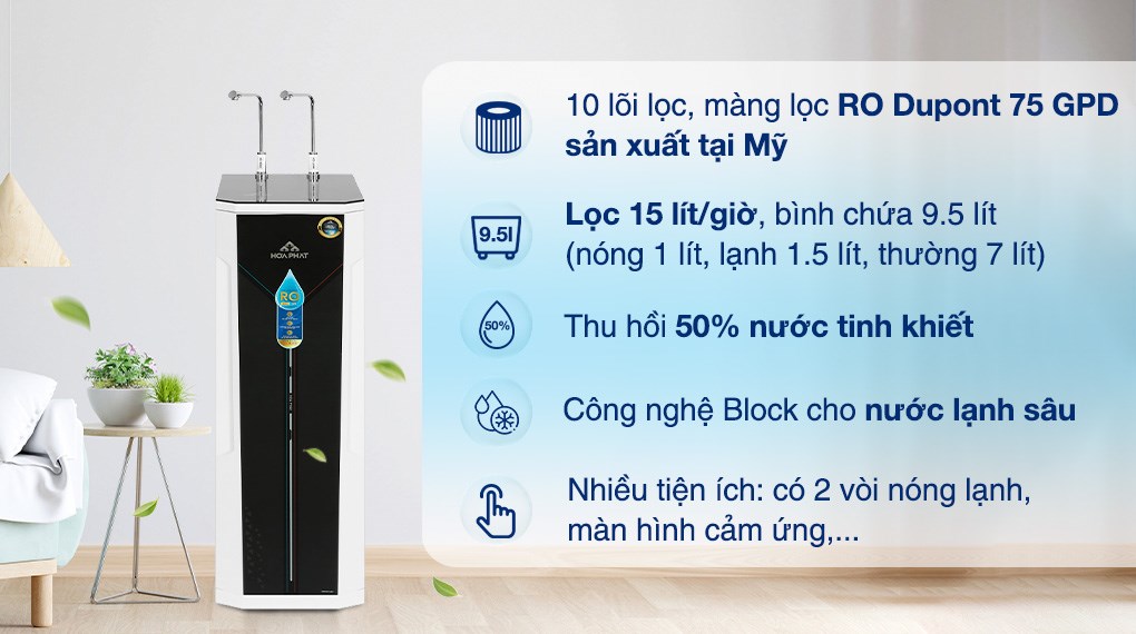 Máy lọc nước RO nóng nguội lạnh Hòa Phát HWBS1B 1021T 10 lõi