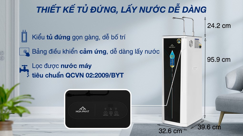 Máy lọc nước RO nóng nguội lạnh Hòa Phát HWBS1B 1021T 10 lõi