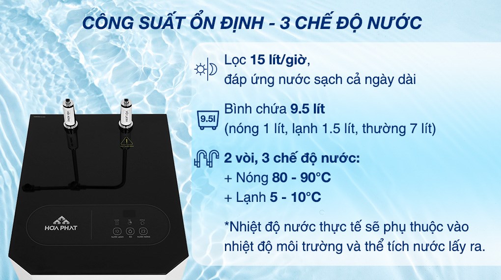 Máy lọc nước RO nóng nguội lạnh Hòa Phát HWBS1B 1021T 10 lõi