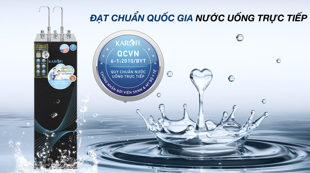 Chuẩn quốc gia nước uống trực tiếp - Máy lọc nước RO nóng nguội lạnh Karofi KAD-X56 11 lõi