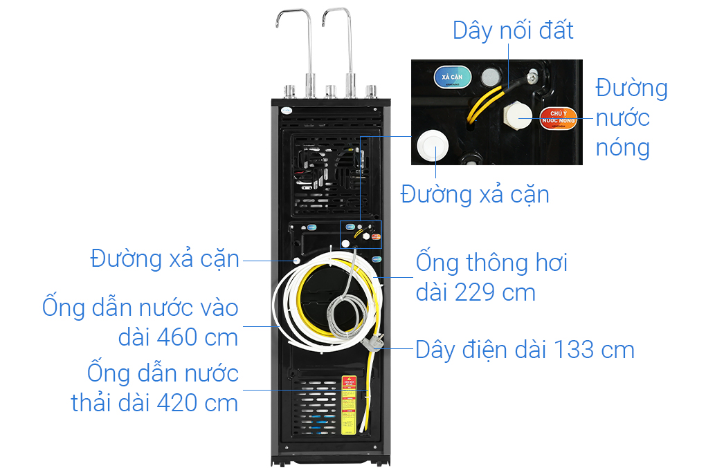 Máy lọc nước RO nóng nguội lạnh Karofi KAD-X56 11 lõi Màu Đen
