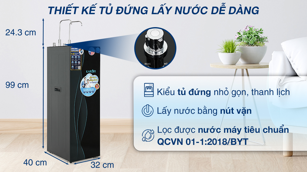 Máy lọc nước RO nóng nguội lạnh Karofi KAD-X68 11 lõi - Thiết kế