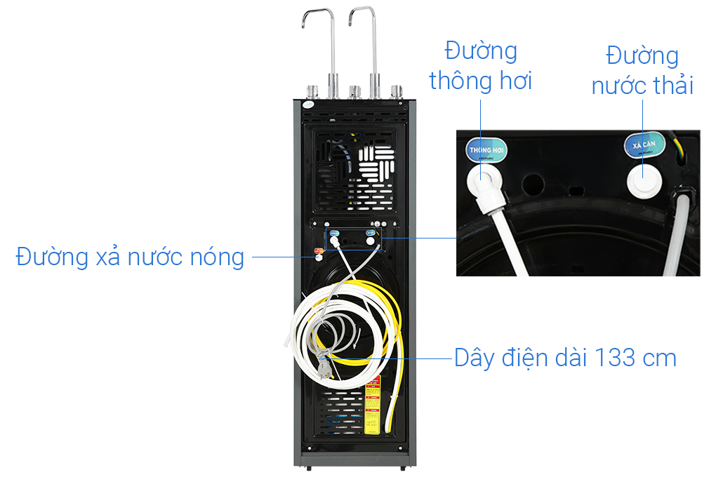 Máy lọc nước RO nóng nguội lạnh Hydrogen Karofi KAD-X68 11 lõi Màu Đen