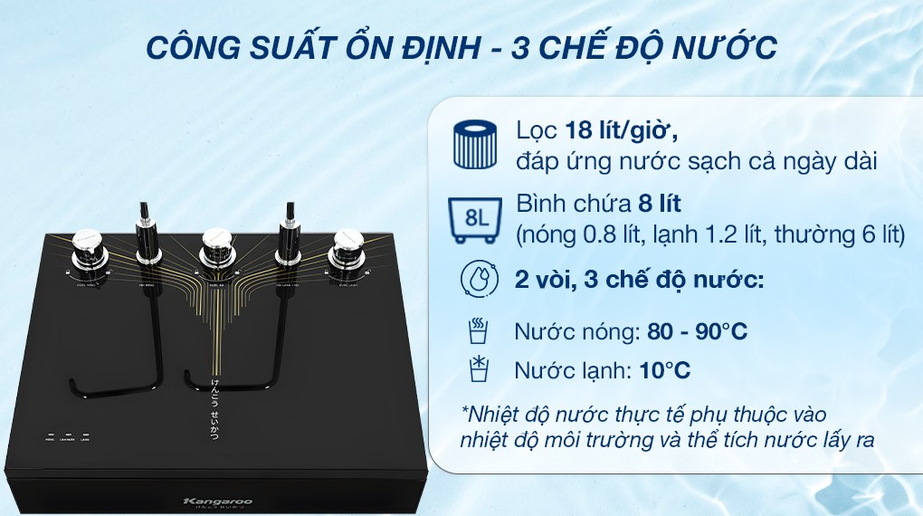 Máy lọc nước RO nóng nguội lạnh Hydrogen Kangaroo KG10A13 10 lõi