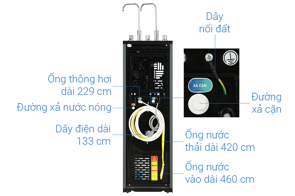 Máy lọc nước RO nóng nguội lạnh Karofi KAD-X58 11 lõi Màu Đen