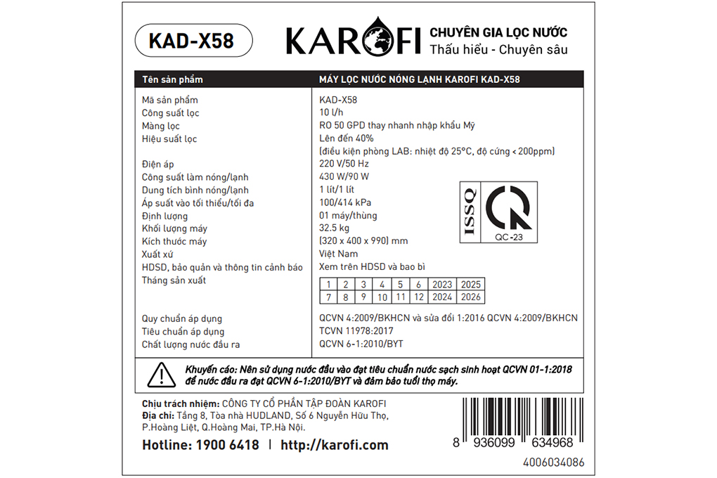 Máy lọc nước RO nóng nguội lạnh Karofi KAD-X58 11 lõi - 9
