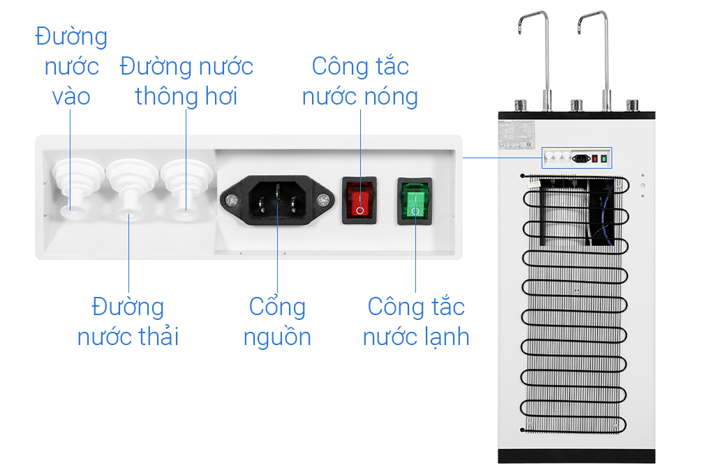 Máy lọc nước RO nóng nguội lạnh Kangaroo KG10A17 10 lõi Màu Đen