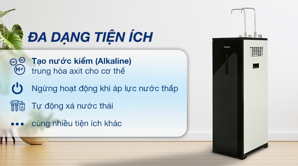 Máy lọc nước RO nóng nguội lạnh Kangaroo KG10A18 10 lõi - Tiện ích