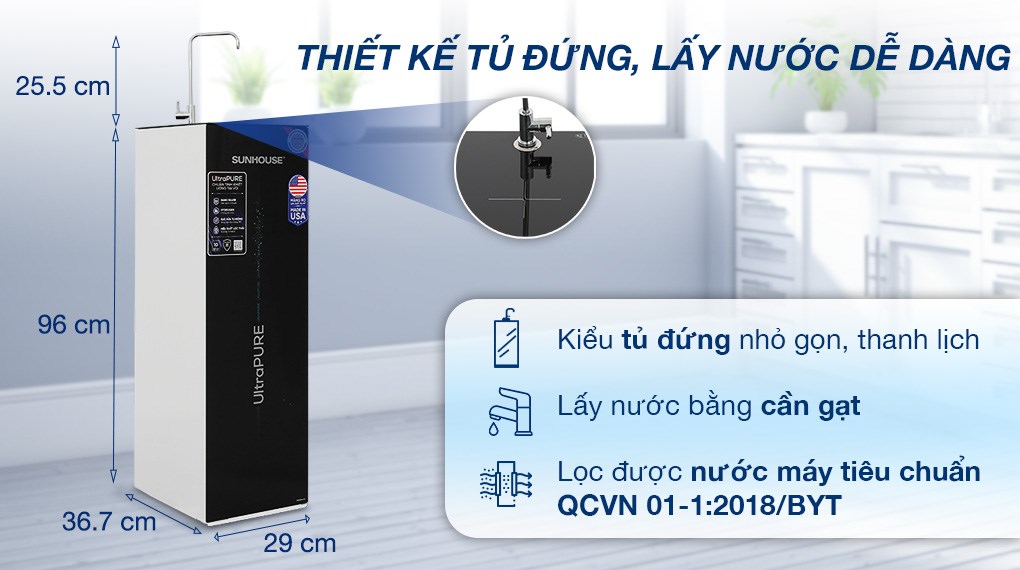 Máy lọc nước RO Hydrogen Sunhouse UltraPURE SHA8891KL 10 lõi
