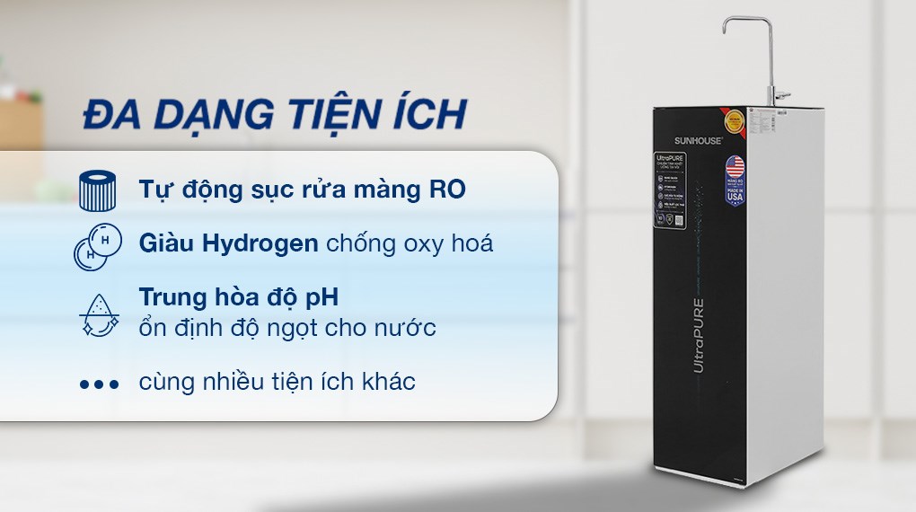 Máy lọc nước RO Hydrogen Sunhouse UltraPURE SHA8891KL 10 lõi