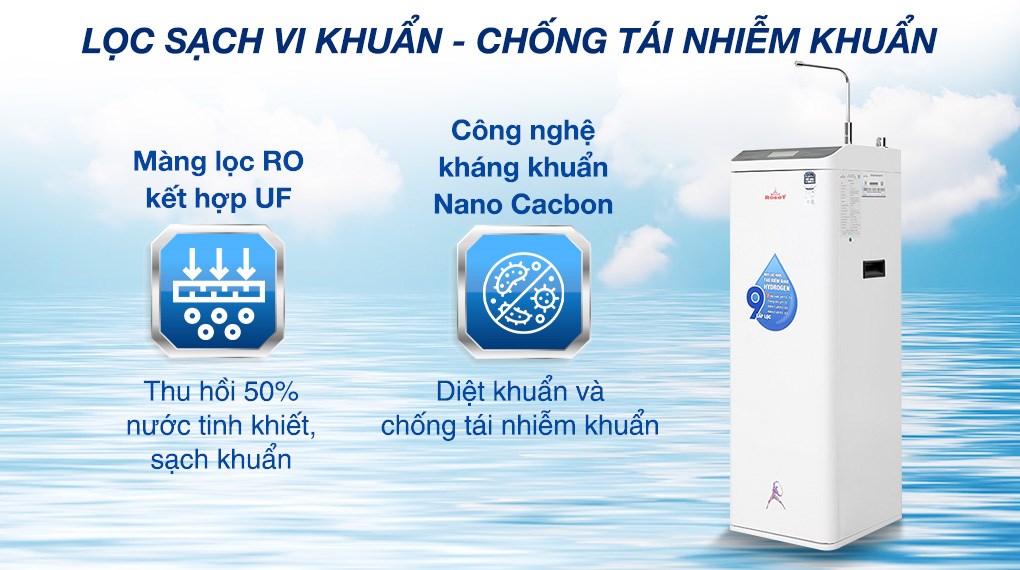 Máy lọc nước RO Hydrogen ROBOT HydroMega-9X 9 lõi
