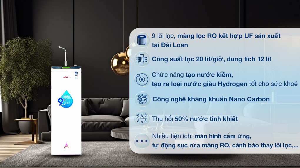 Máy lọc nước RO nóng nguội Hydrogen ROBOT HydroMegaPlus-9X 9 lõi