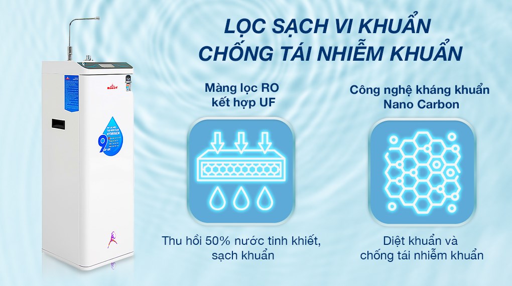 Máy lọc nước RO nóng nguội Hydrogen ROBOT HydroMegaPlus-9X 9 lõi