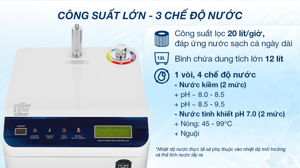 Máy lọc nước RO nóng nguội Hydrogen ROBOT HydroMegaPlus-9X 9 lõi