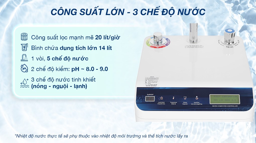 Máy lọc nước RO nóng nguội lạnh Hydrogen ROBOT HydroElite-9X 9 lõi - 5