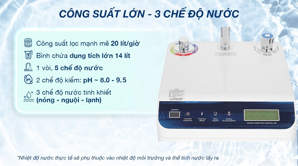 Máy lọc nước RO nóng nguội lạnh Hydrogen ROBOT HydroElite-9X 9 lõi