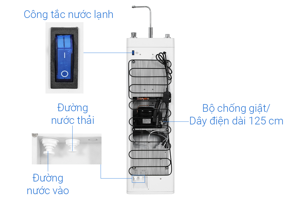 Máy lọc nước RO nóng nguội lạnh Hydrogen ROBOT HydroElite-9X 9 lõi Màu Trắng