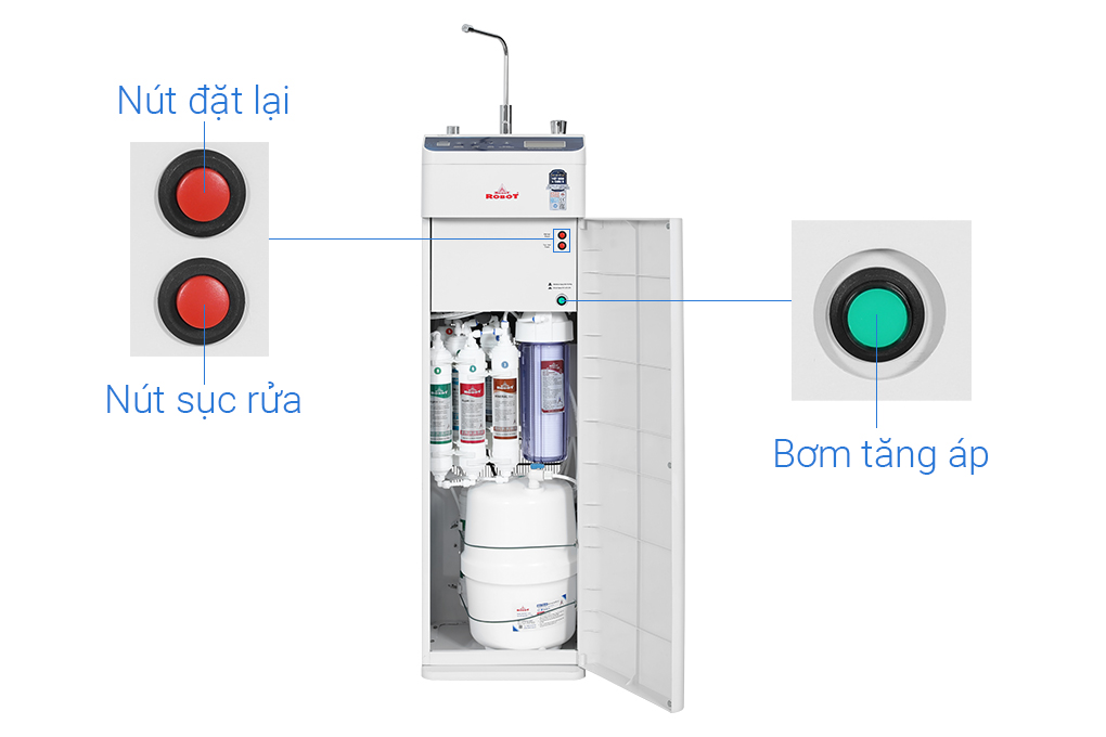 Máy lọc nước RO nóng nguội lạnh Hydrogen ROBOT HydroElite-9X 9 lõi Màu Trắng
